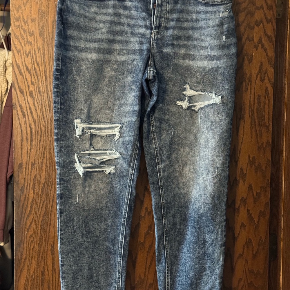 Maurices Blue Distressed Straight Leg Jeans